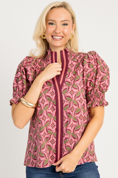 Printed Center Stripe Top, Wine - 0806-57.jpg
