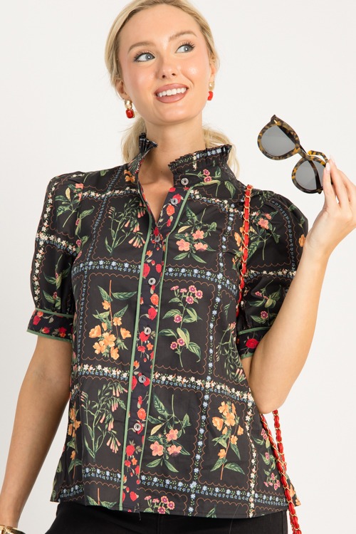 Botanic Blocks Top, Black