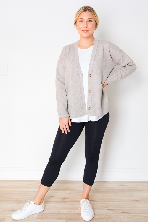 Tortoise Button Sweater, Earth Grey