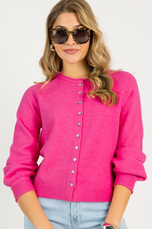 Bria Button Up Sweater, Pink