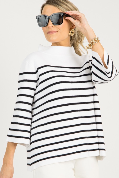 Striped Audrey Sweater, Cream Black