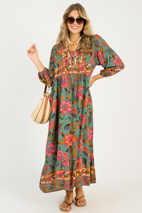 Boho Floral Maxi, Moss