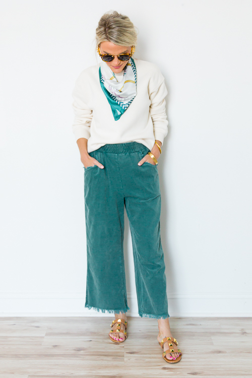 Corduroy Fray Pants, Green