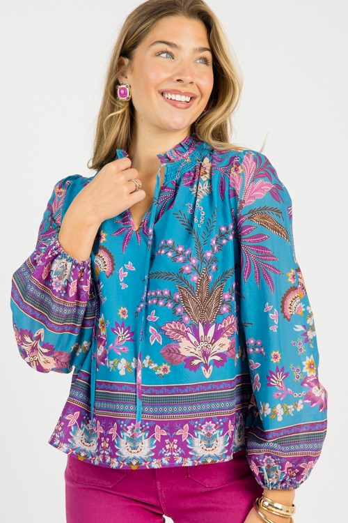 Tina Floral Blouse, Teal Purple - 0808-113.jpg