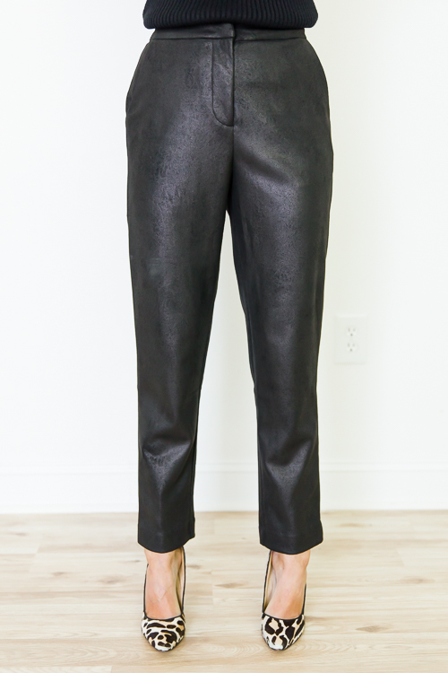 Coated Ponte Pants, Black