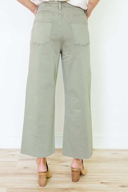 Jen Button Fly Jeans, Faded Olive