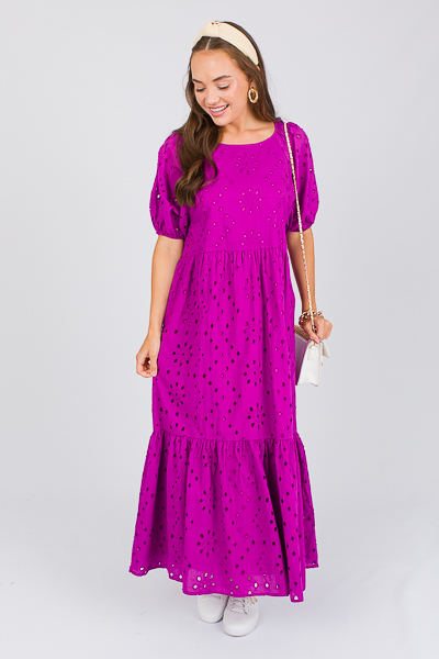 Tiered Eyelet Maxi, Magenta