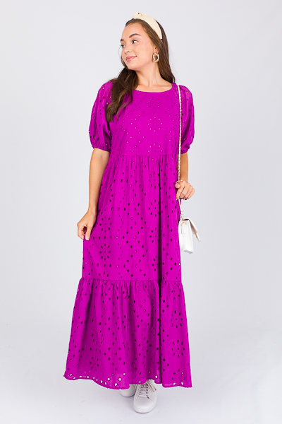 Tiered Eyelet Maxi, Magenta