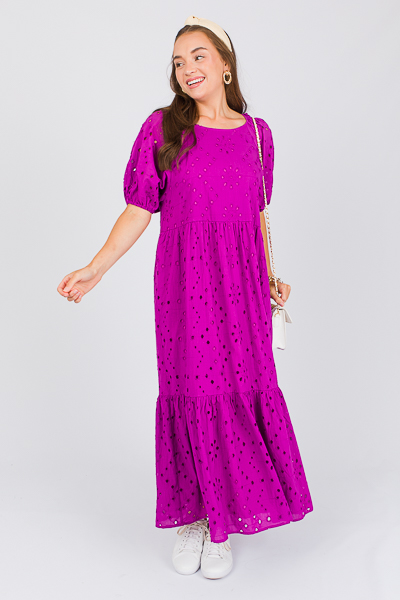 Tiered Eyelet Maxi, Magenta