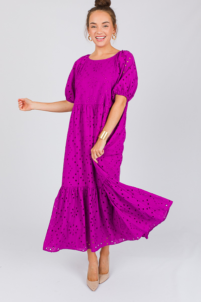 Tiered Eyelet Maxi, Magenta