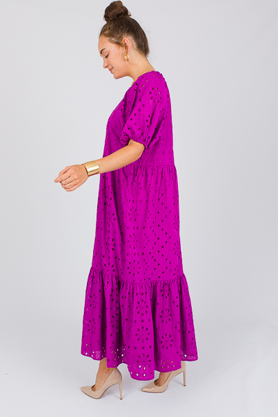 Tiered Eyelet Maxi, Magenta