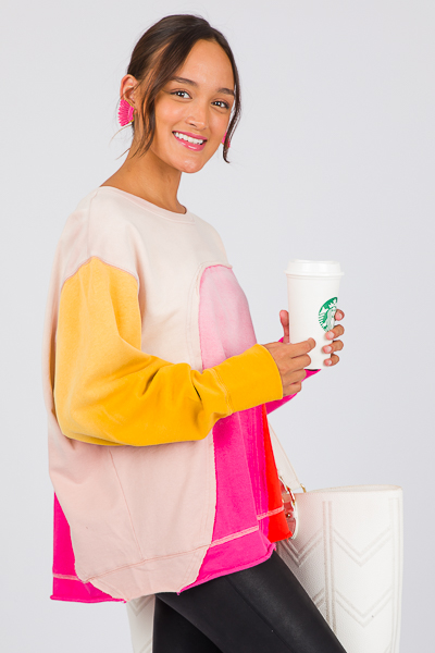 Ombre Colorblock Pullover, Blus