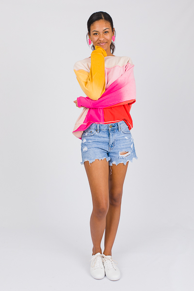 Ombre Colorblock Pullover, Blus