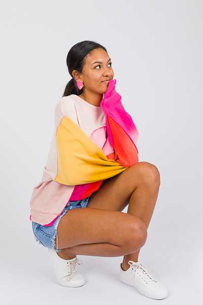 Ombre Colorblock Pullover, Blus