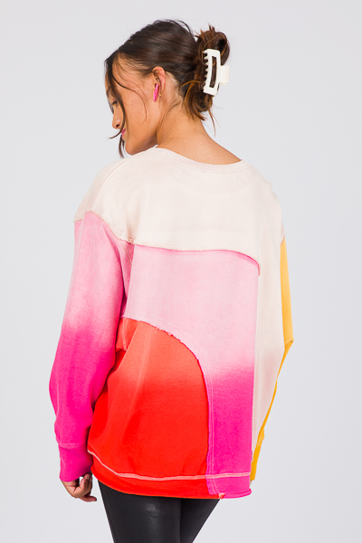 Ombre Colorblock Pullover, Blus