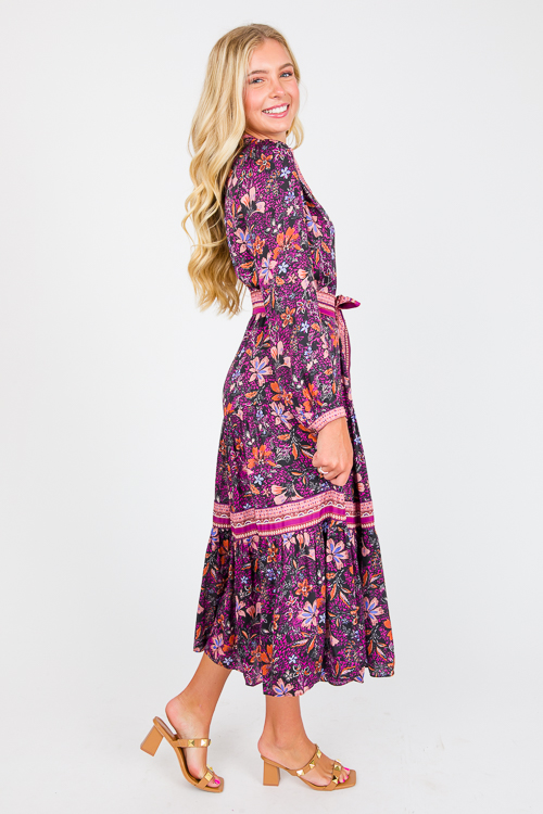 Amethyst Floral Midi, Black Multi