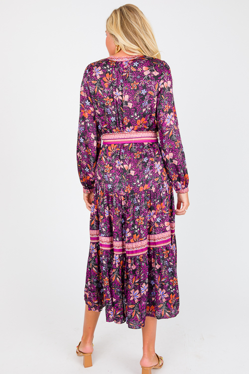 Amethyst Floral Midi, Black Multi