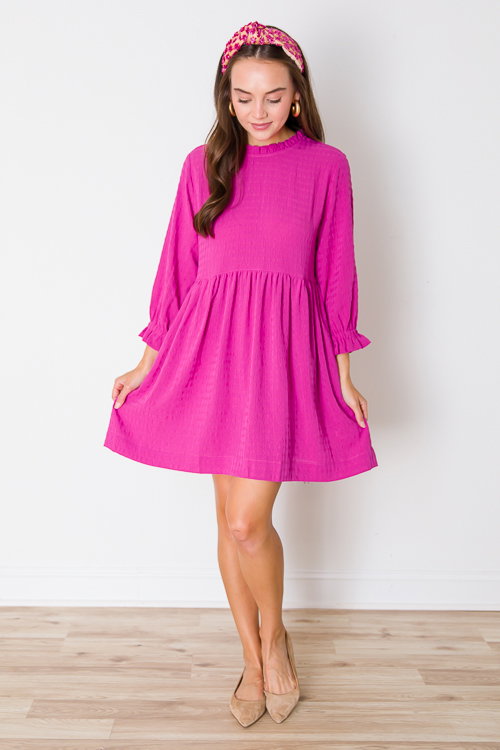 Tonal Babydoll Dress, Magenta - Sale - The Blue Door Boutique Tonal Babydoll Dress, Magenta - Sale - The Blue Door Boutique