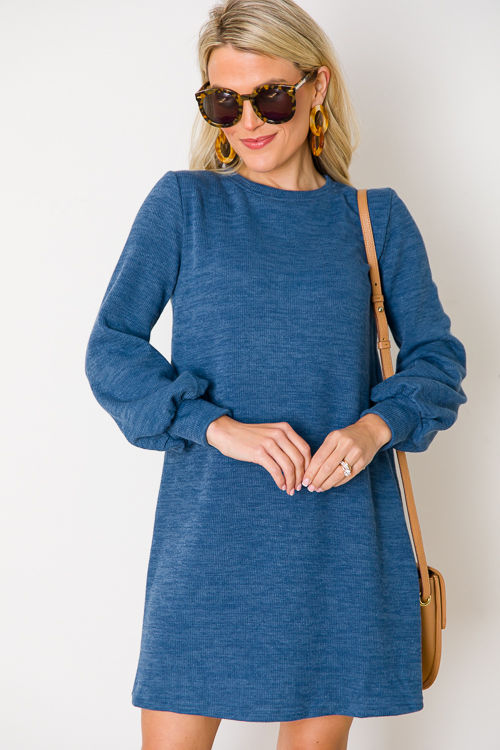 Candace Knit Dress, Teal Blue