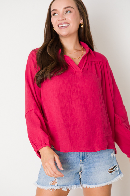Ramona Gauze Top, Cherry