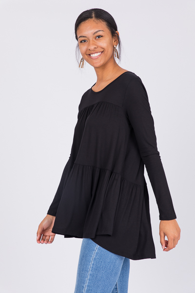 Stretchy Tiered Top, Black