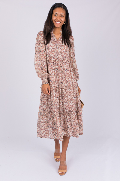 Ditsy Floral Midi, Dusty Mauve