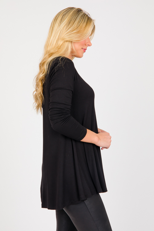 Open Back Knit Top, Black