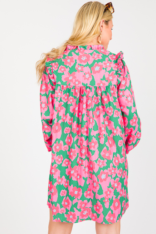 Floral Babydoll Dress, Pink/Green