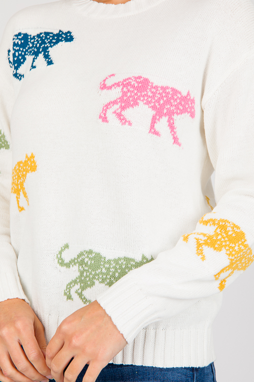 Jungle Cat Multi Sweater, Ivory