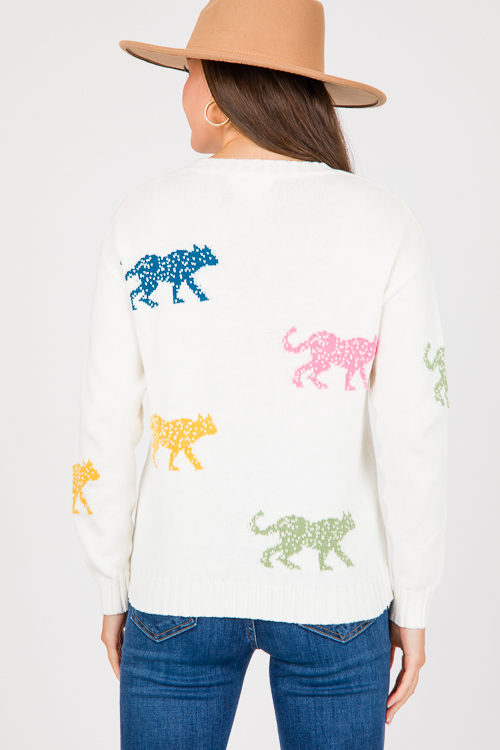Jungle Cat Multi Sweater, Ivory