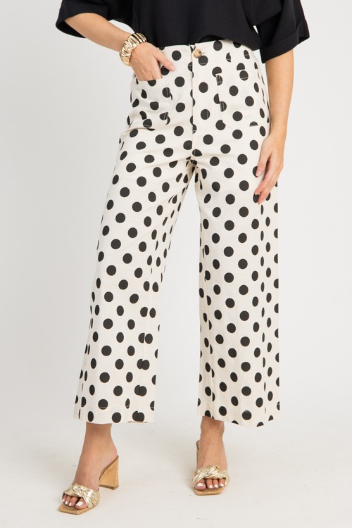 Polka Dot Pocket Pants, Black