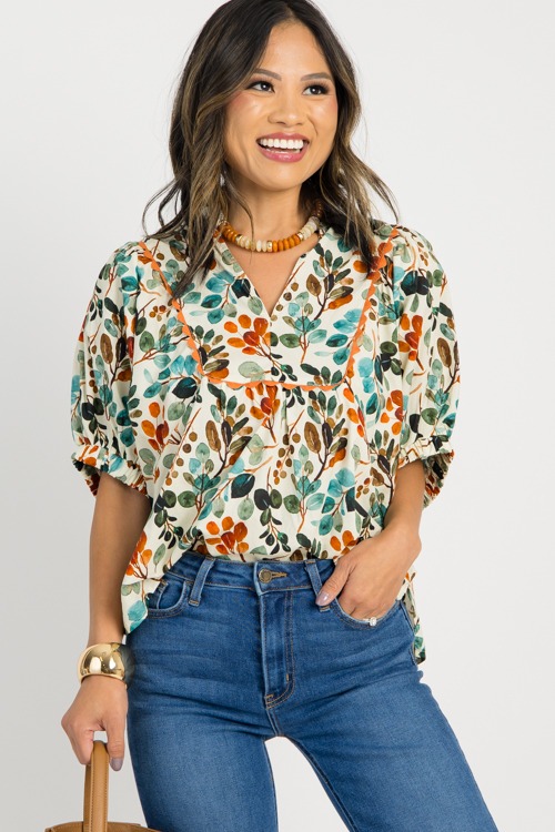 Branch Out Scallop Top, Ecru