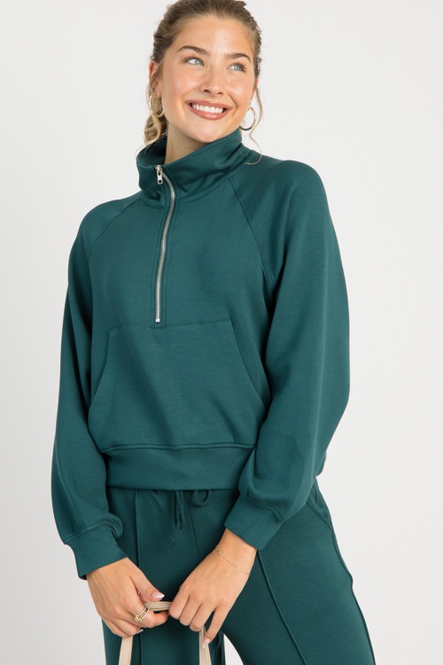Luxe Knit Half Zip, Deep Green