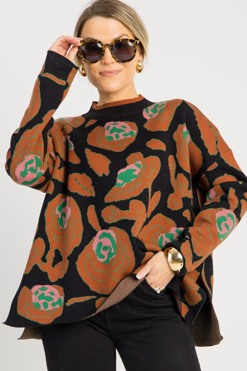 Chic Abstract Sweater, Black