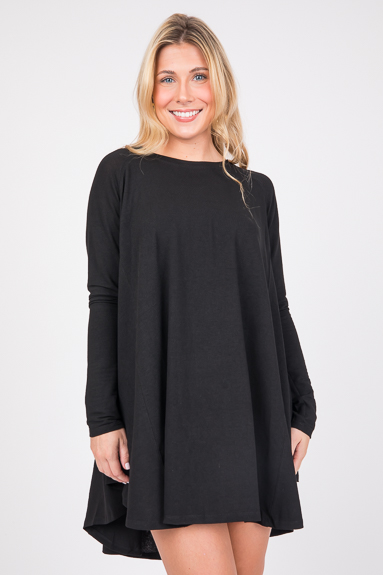 Curve Hem Swing Tunic, Black