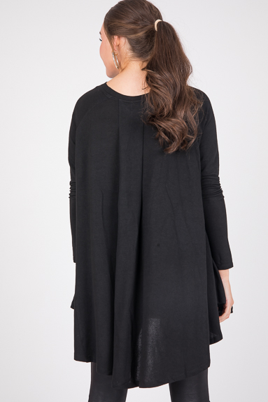 Curve Hem Swing Tunic, Black
