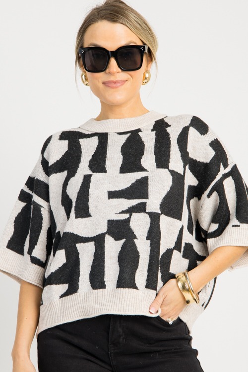 Geometric Print Sweater, Black - 0811-71.jpg