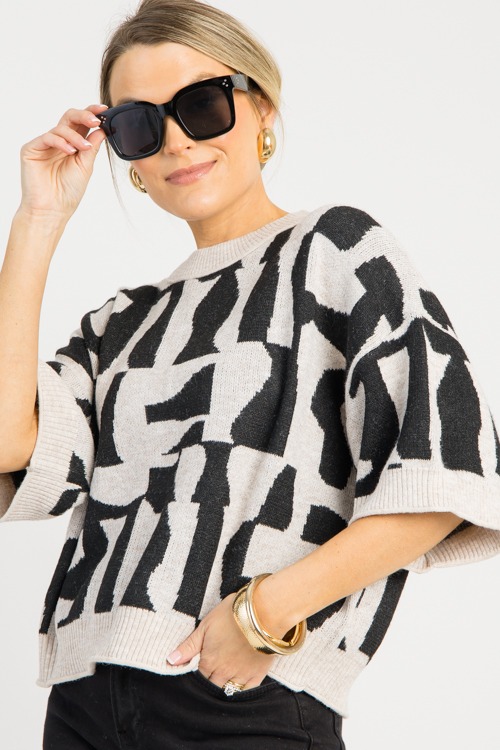 Geometric Print Sweater, Black - 0811-72.jpg