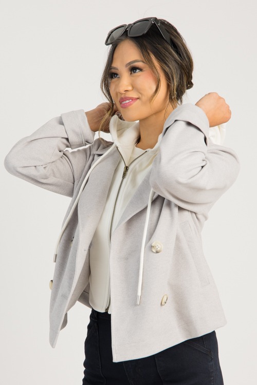 Layered Hood Jacket, H. Grey