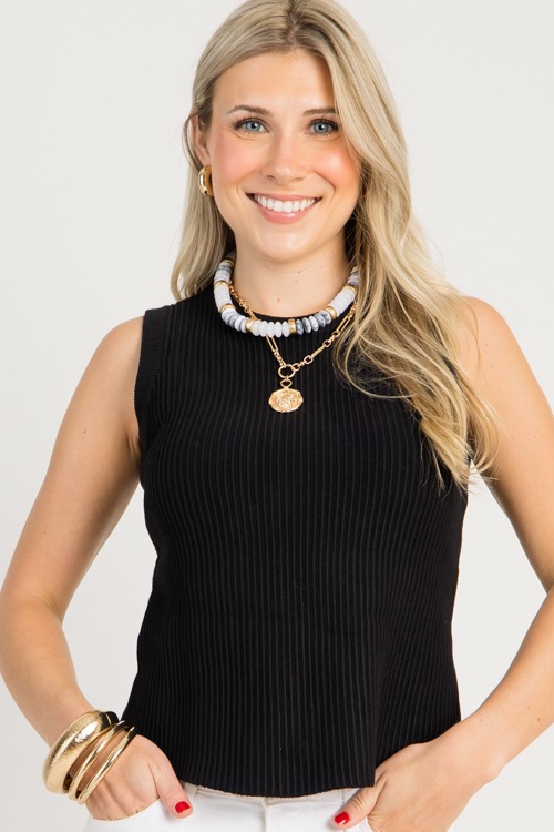 Ribbed Sweater Tank, Black