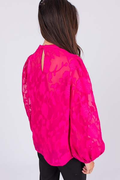 Floral Jacquard Blouse, Magenta