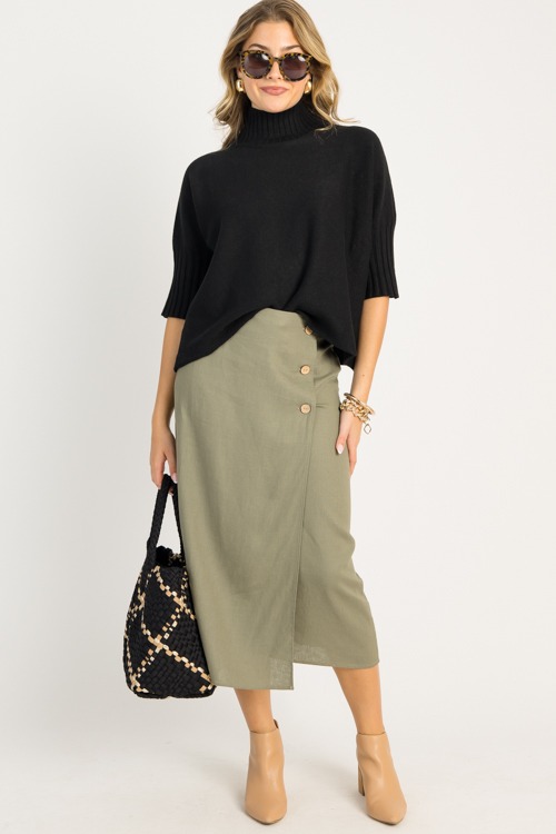 Buttoned Midi Skirt, Spruce