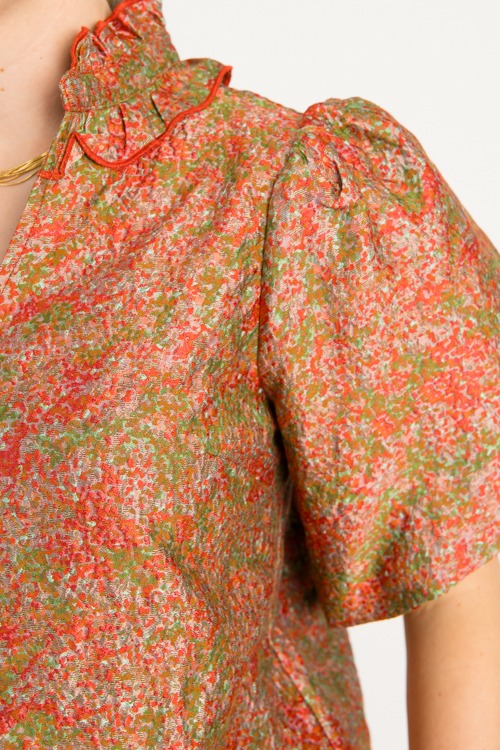 Jacquard Ruffle Collar Top, Rus - 0813-45h.jpg