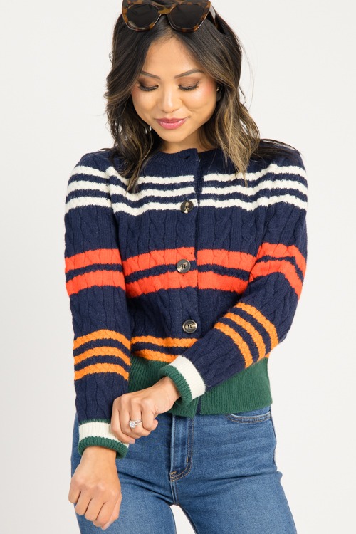 Multi Stripe Cable Cardi, Navy - 0813-63h.jpg