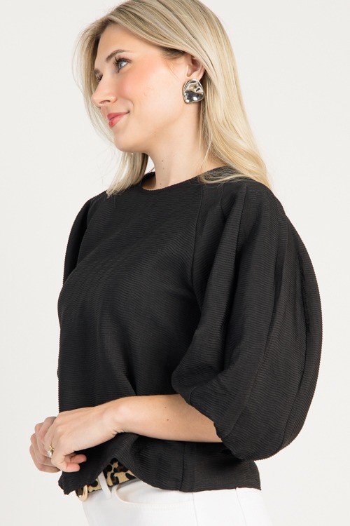 Solid Textured Blouse, Black - 0813-72h.jpg