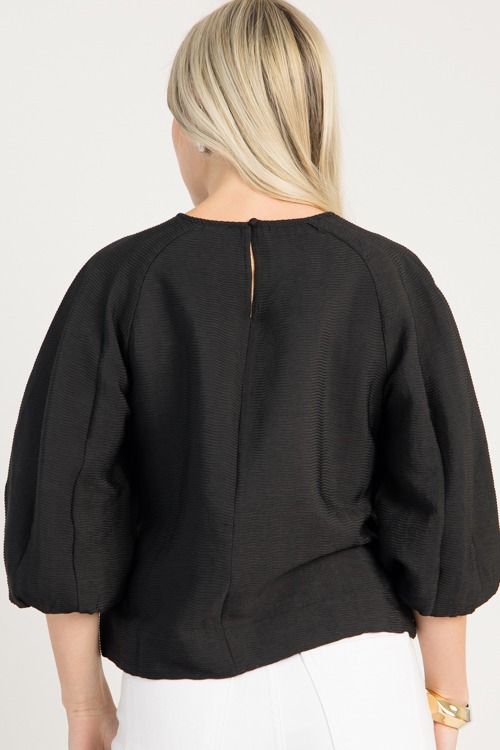 Solid Textured Blouse, Black - 0813-76.jpg
