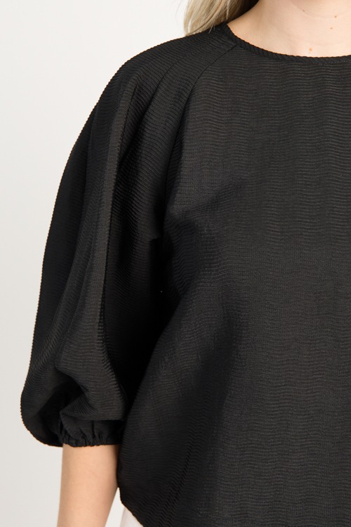 Solid Textured Blouse, Black - 0813-77.jpg