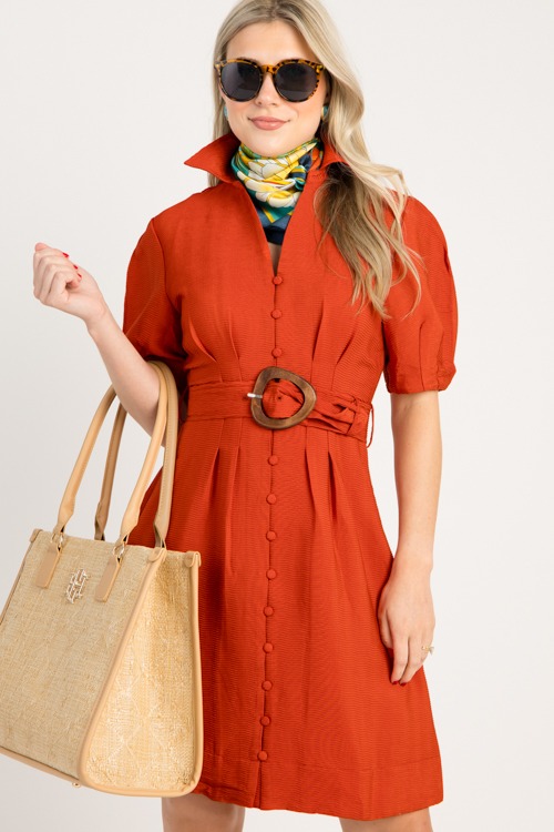 Belted Texture Dress, Amber - 0813-95p.jpg
