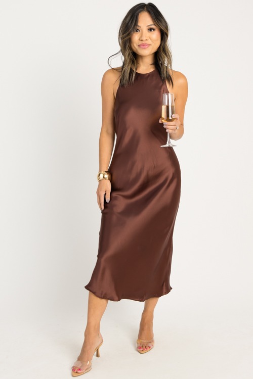 Sabrina Satin Midi, Chesnut