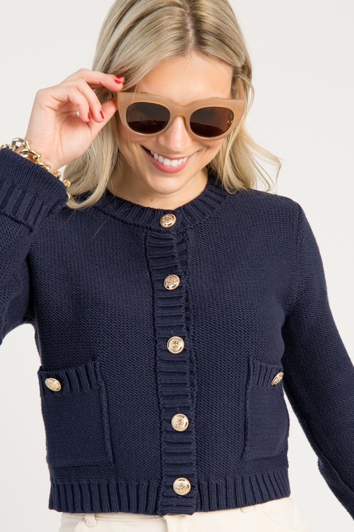 Daphne Button Cardigan, Navy